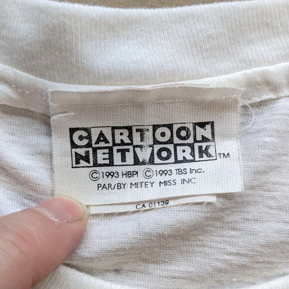 Vintage Cartoon Network T-Shirt AOP Flintstones Scooby Jetson Double-Sided 90s S - Picture 4 of 9